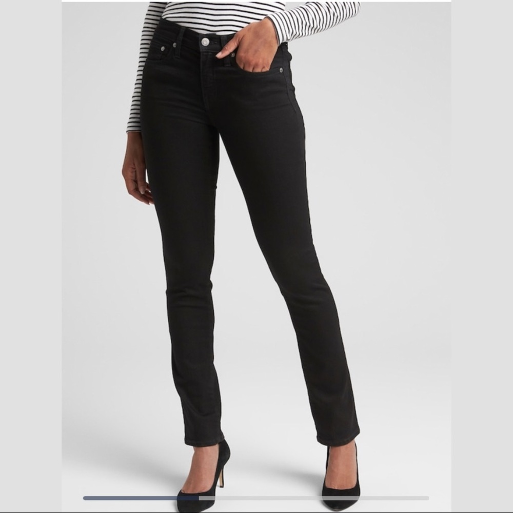 Gap 1969 Real Straight Black Wash Jeans 25 petite